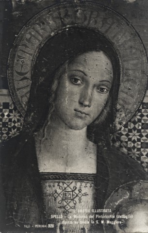 Tilli — L'Umbria illustrata. Spello - La Madonna del Pinturicchio (dettaglio) dipinto su tavola in S.M. Maggiore — particolare